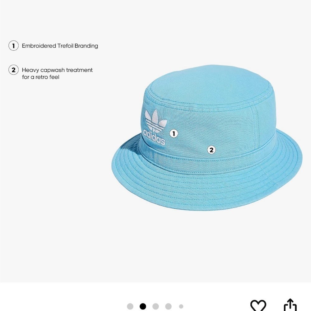 Adidas Unisex Originals Washed Blue Cotton Bucket Hat with Logo 80s/90s one size - Picture 2 of 3